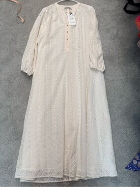 Zara Cream Eyelet Button-Front Blouse